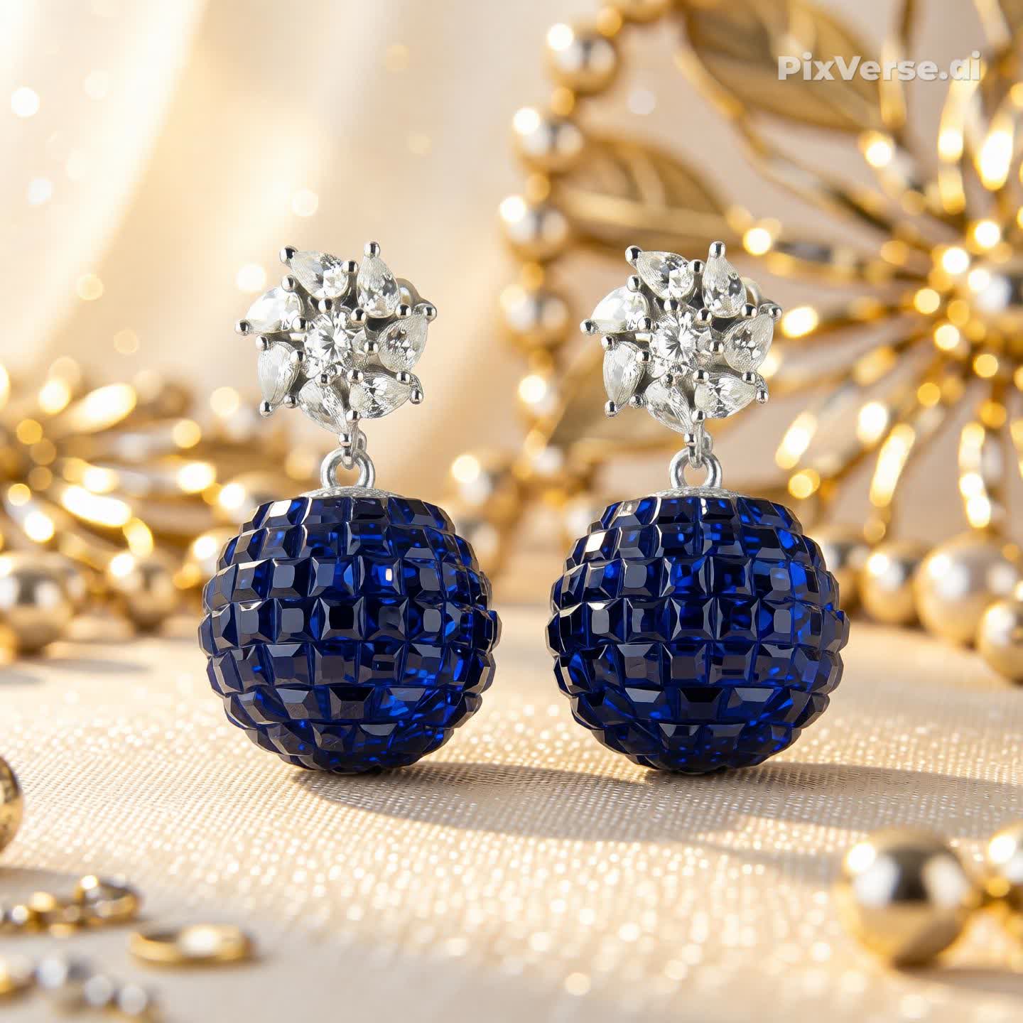 Midnight Blue Faceted Bead Silver Drop Earrings