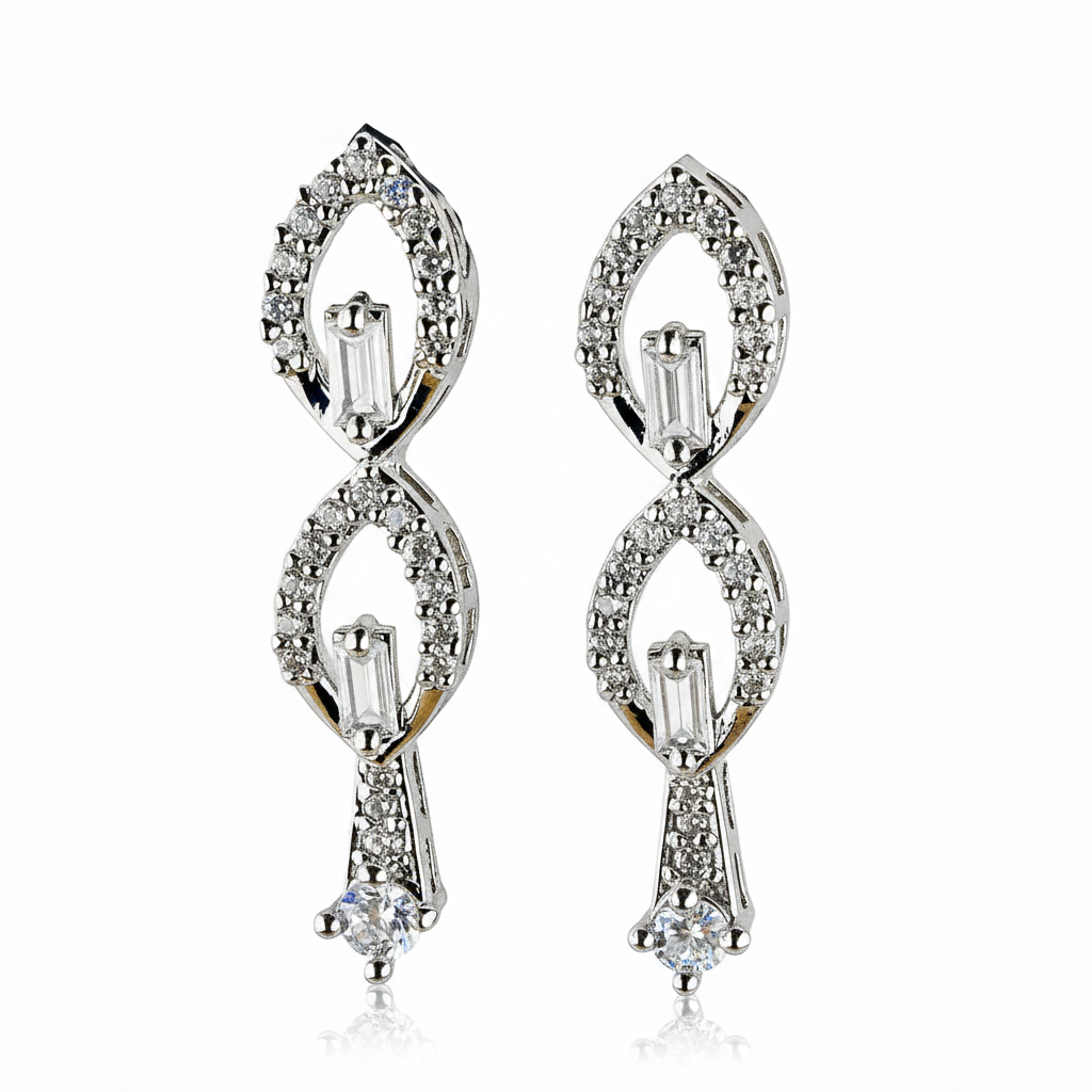 Elegant Infinity Drop Earrings – Sterling Silver with Sparkling Crystal Accents