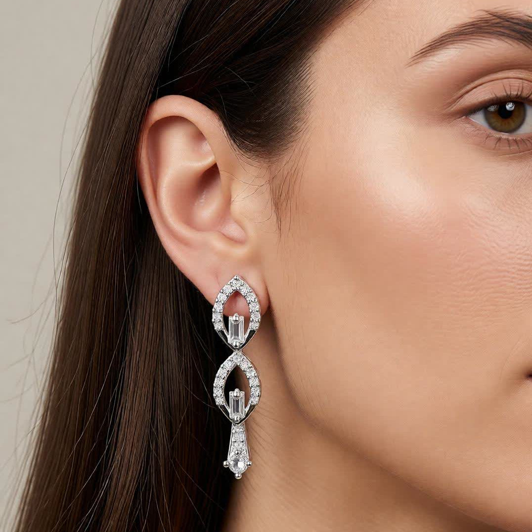 Elegant Infinity Drop Earrings – Sterling Silver with Sparkling Crystal Accents