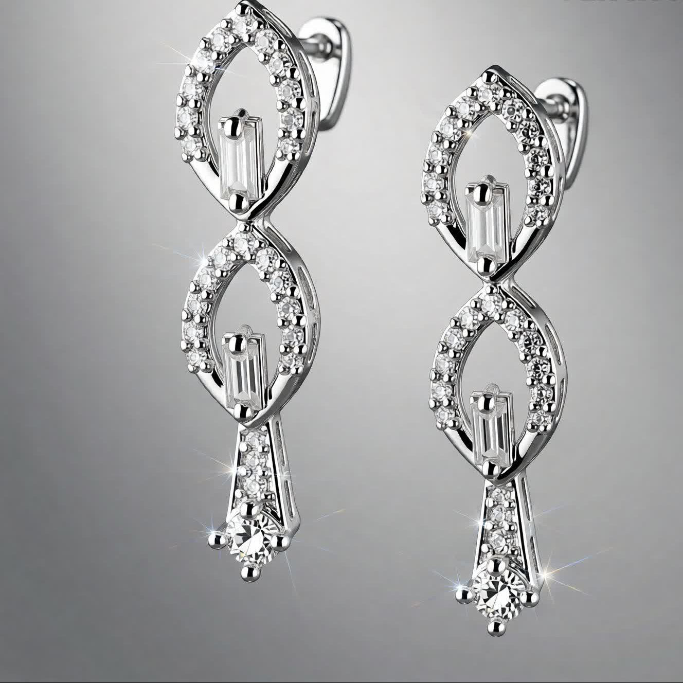 Elegant Infinity Drop Earrings – Sterling Silver with Sparkling Crystal Accents