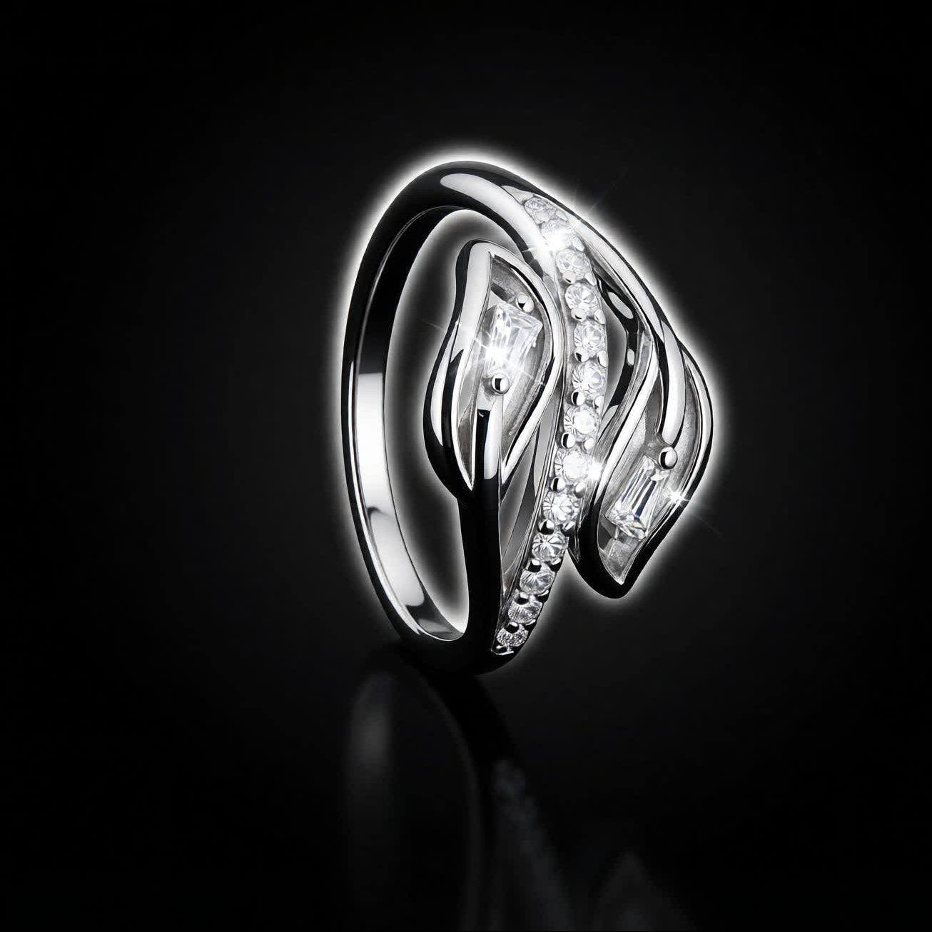 Elegant Silver Wave CZ Ring for Women | Daily Wear & Party Jewellery