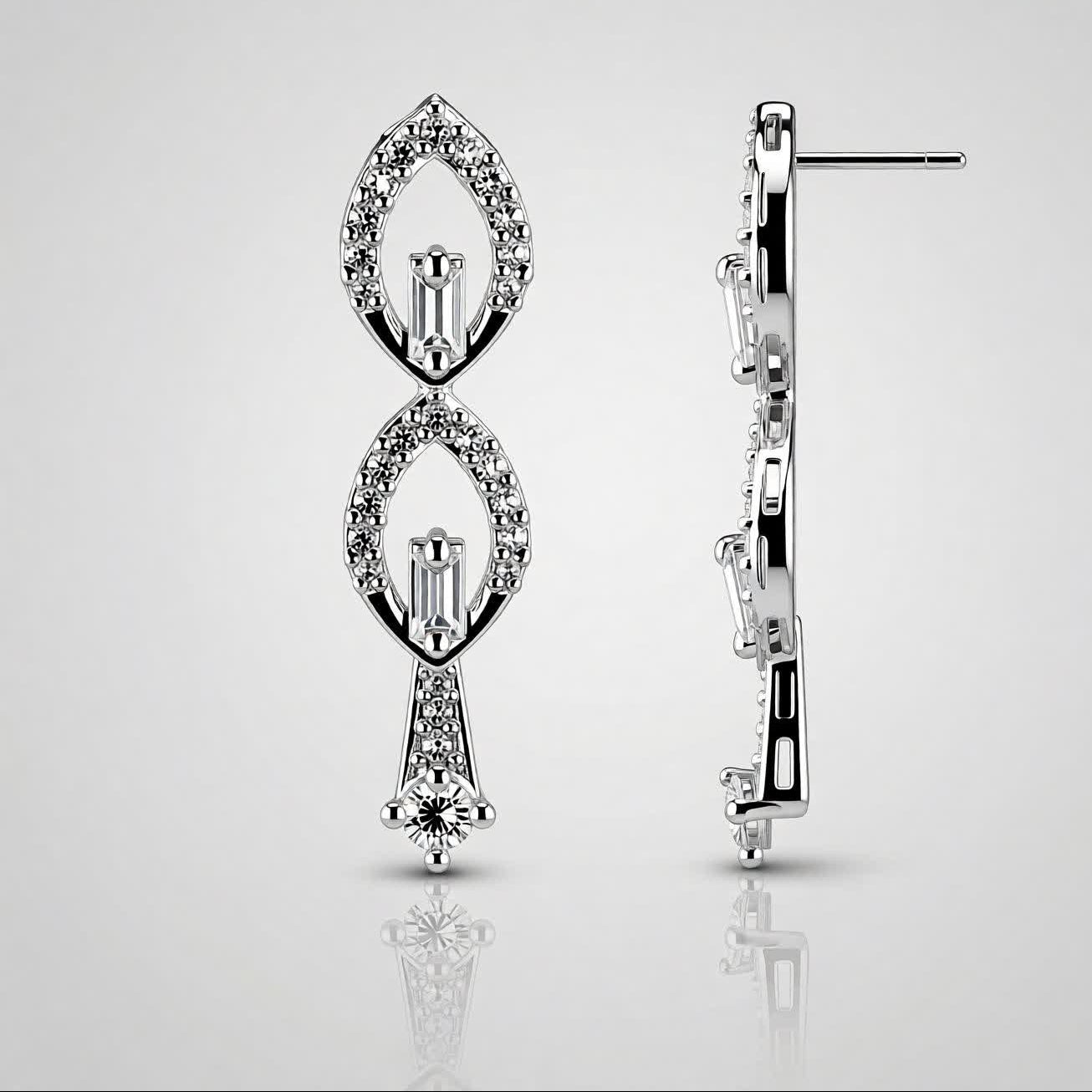 Elegant Infinity Drop Earrings – Sterling Silver with Sparkling Crystal Accents