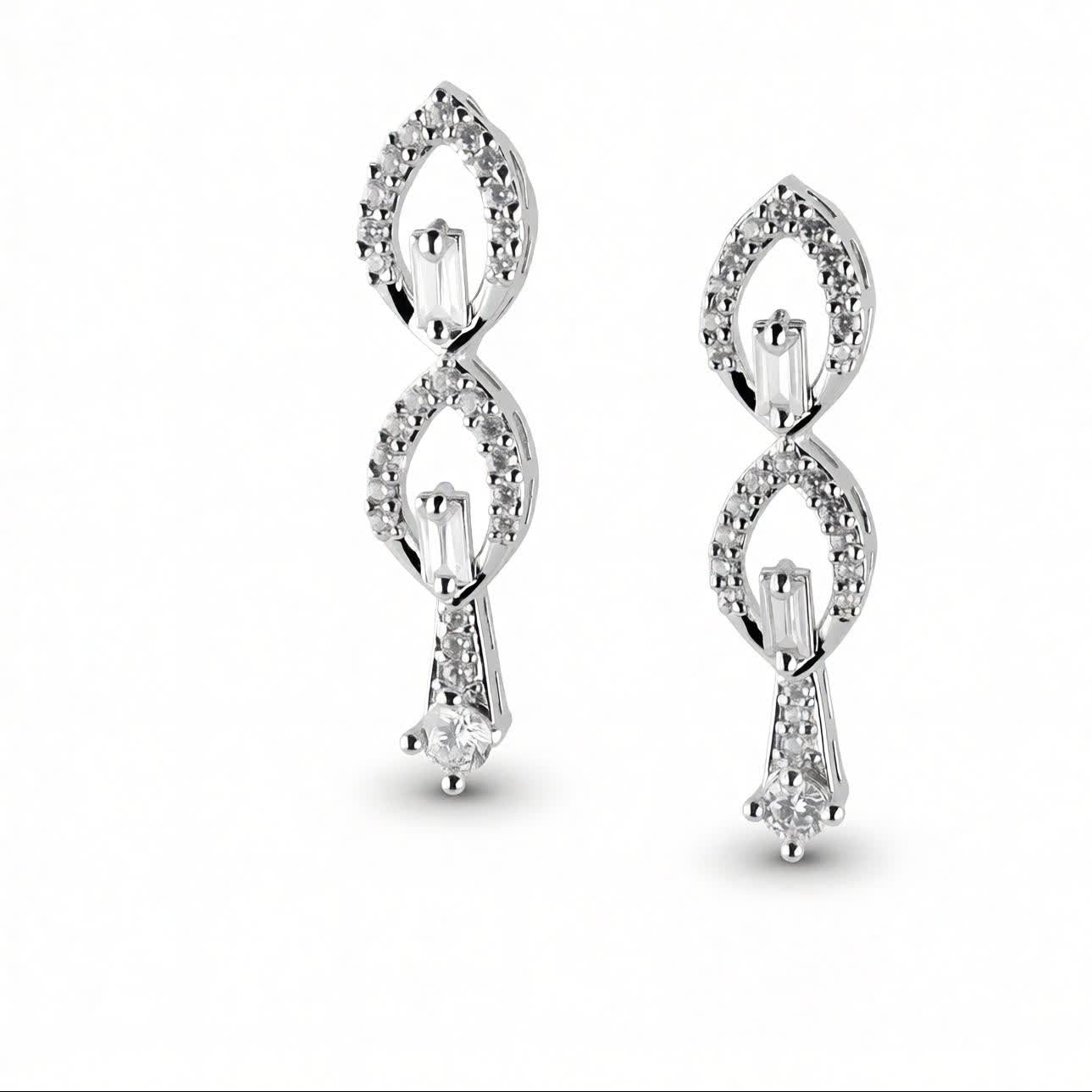 Elegant Infinity Drop Earrings – Sterling Silver with Sparkling Crystal Accents