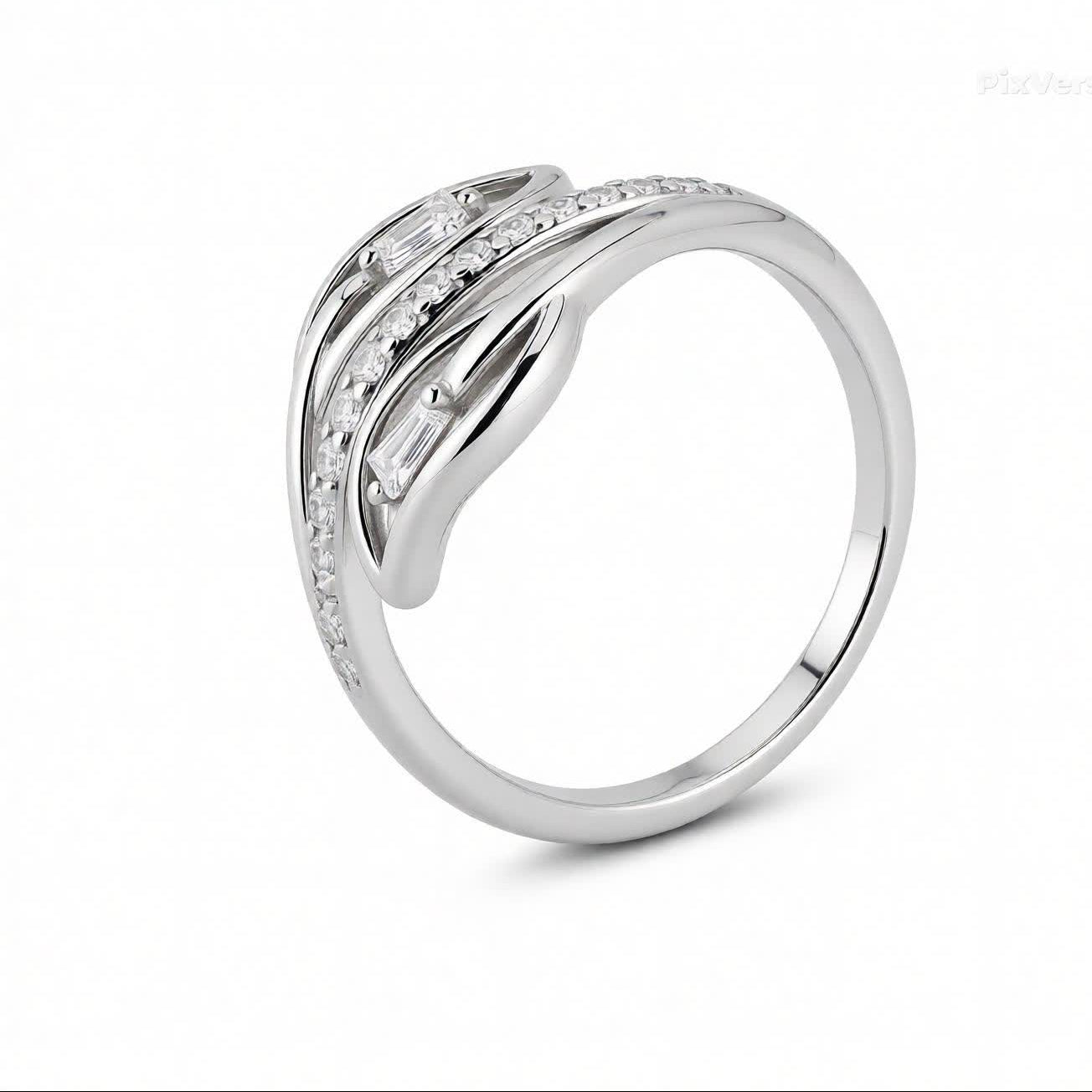 Elegant Silver Wave CZ Ring for Women | Daily Wear & Party Jewellery