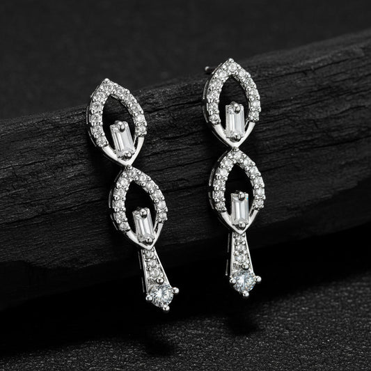 Elegant Infinity Drop Earrings – Sterling Silver with Sparkling Crystal Accents