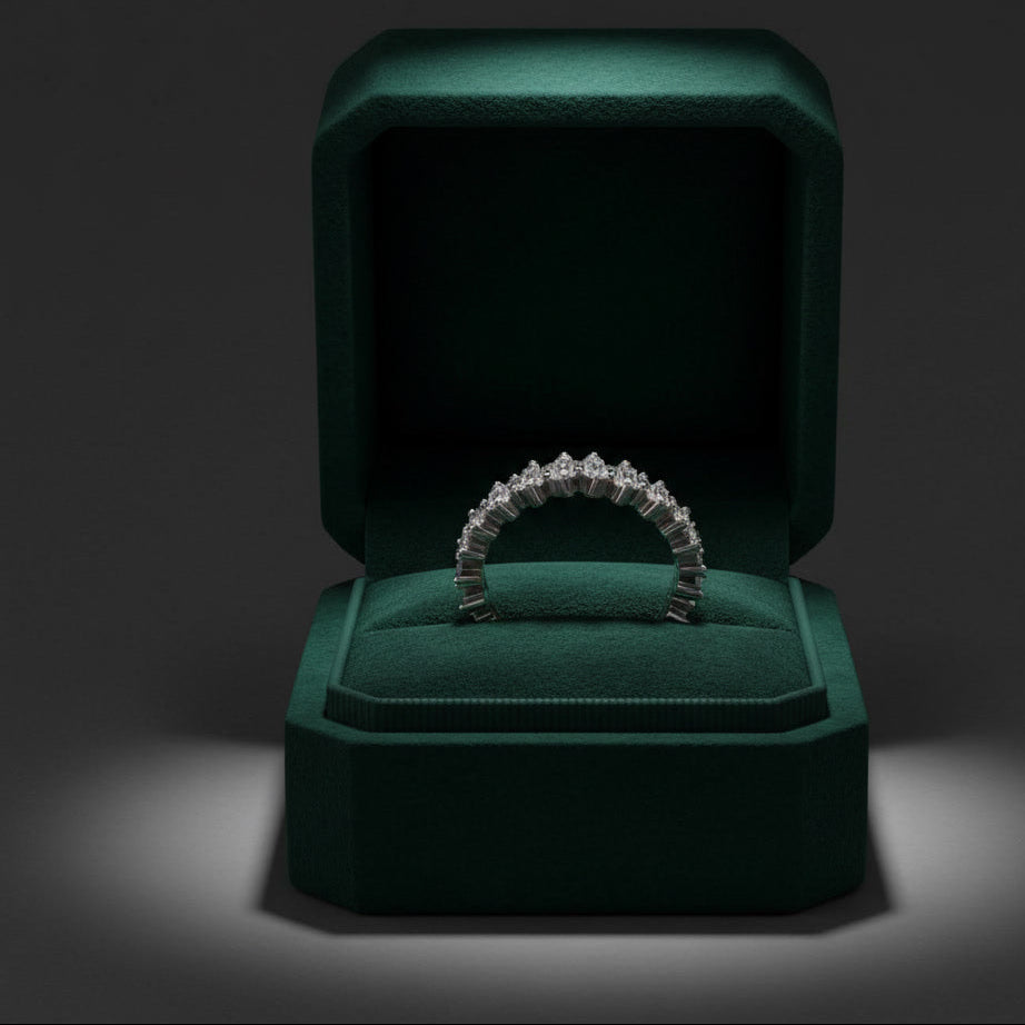 Elegant Baguette-Cut Silver Eternity Ring | Premium Finish